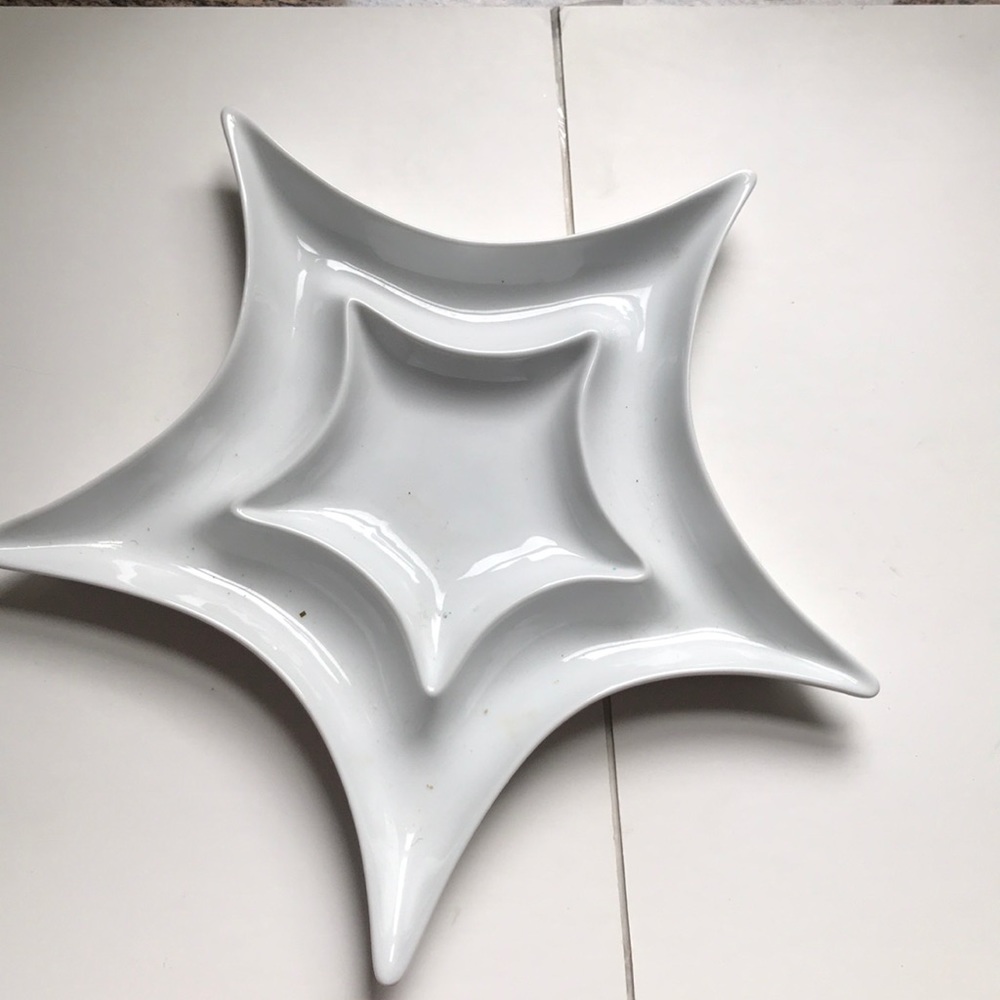 Christmas/Winter Porcelain white star serving dish.